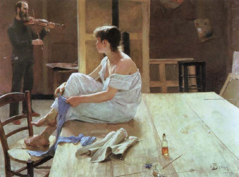 Richard Bergh after the pose Norge oil painting art